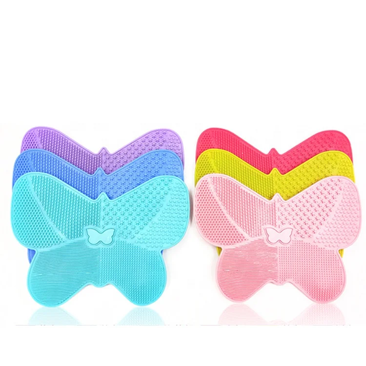 

BEAU FLY Wholesale Silicone Makeup Brush Cleaning Pad Butterfly Shape Brush Scrub Cleaner, Blue, pink, purple, hot pink, yellow, aqua
