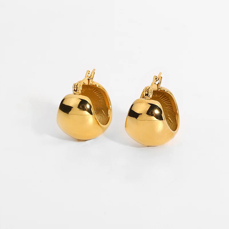

High Quality Jewelry Stainless Steel Gold Plated Metal Ball Chunky Hoop Earrings for Women Men, Gold color or customized color