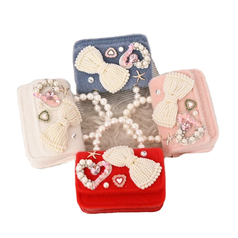 

Pearl Women's Down Hand Bag Cute Accessories Bow Wallet For Children, 4colors