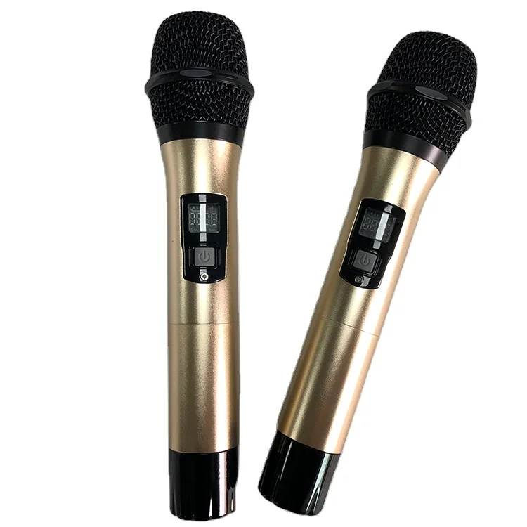 

50meters Professional Manufacturer Supply Noise Wireless Handheld Reporter Microphone, Golden