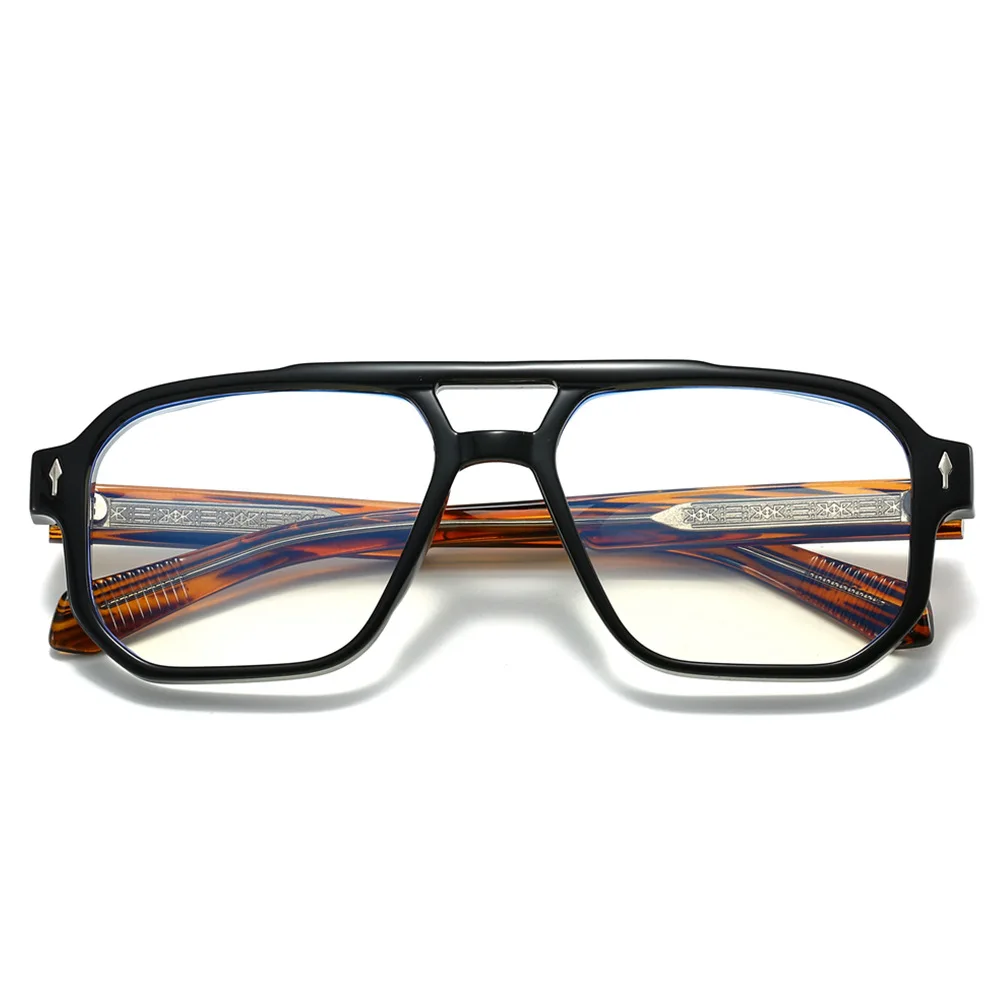 Insertion Pin Rice Nail Double Beam Square Frame Oversized Stylish Blue Light Stylish High-end Eyeglasses