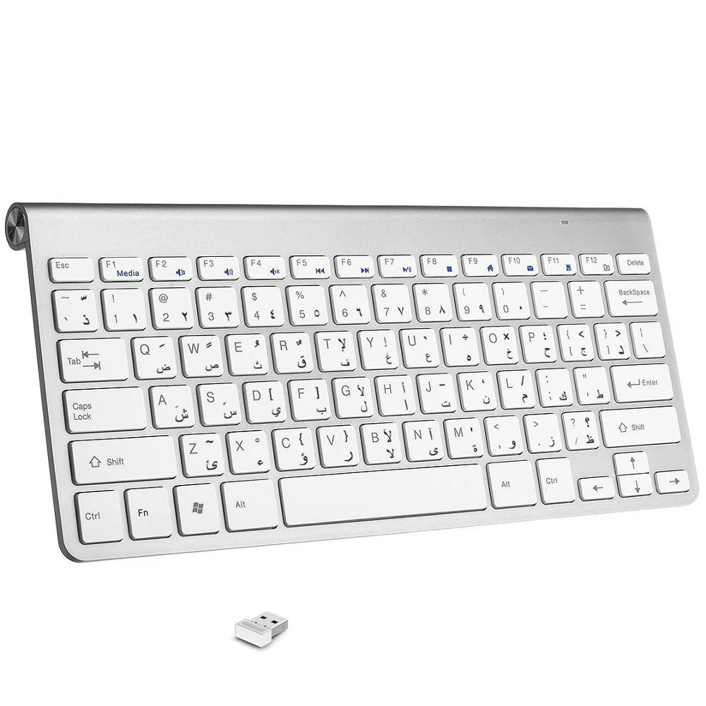 

Ultra-Thin 78 Keys Arabic & English Character Keyboard 2.4GHz Compact Wireless Keyboards Low Noise for Laptop Desktop Windows