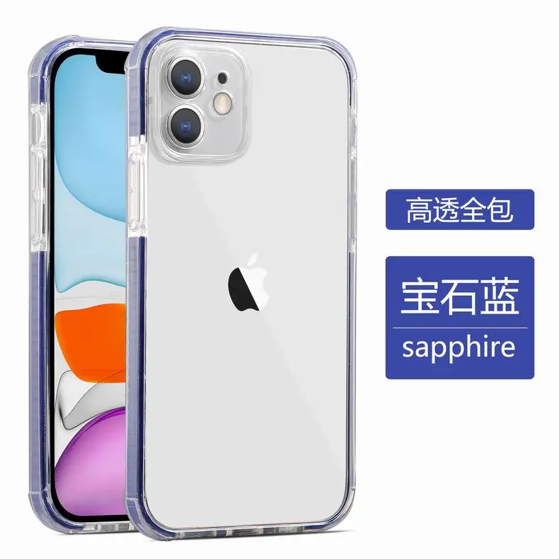 

new design 2 in 1 transparent TPU case color edge protector shockproof case for iphone 12 12pro 11 max xs xr 7G 11pro 8Gcase