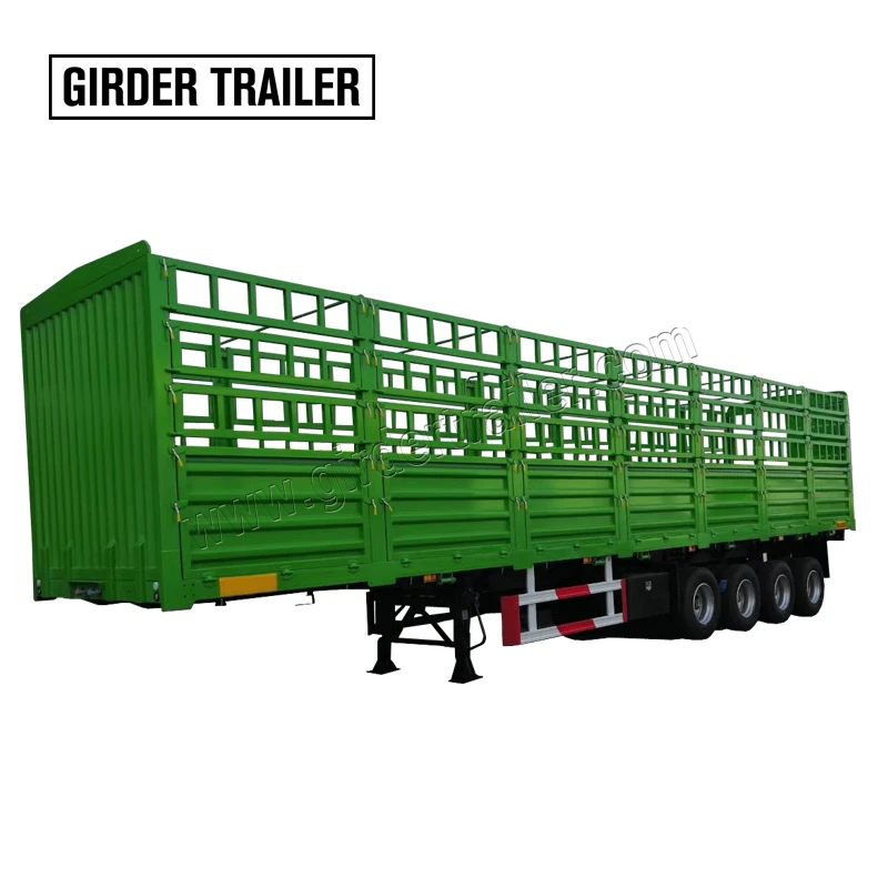 

Tri/4 axles cargo flatbed container semi trailer animal food livestock transport stake fence semi truck trailer for sale, According to customer requirement