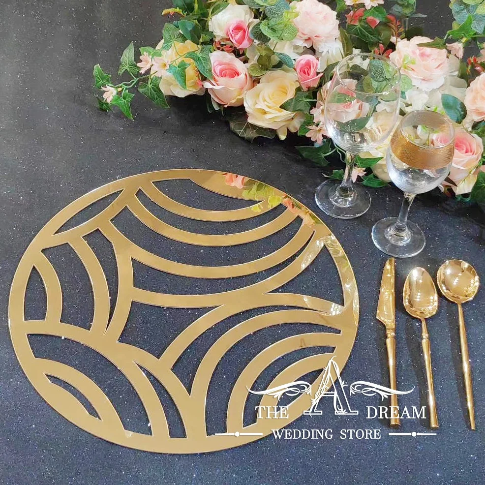Golden Mirror Placemats For Banquets Luxury Table Setting Golden