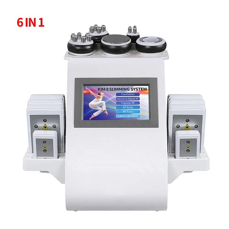 

Best Professional Multifunction 6 In 1 Facial Slimming Beauty Device Ultrasonic Cavitation Vacuum Bipolar Rf Liposuction Machine, White