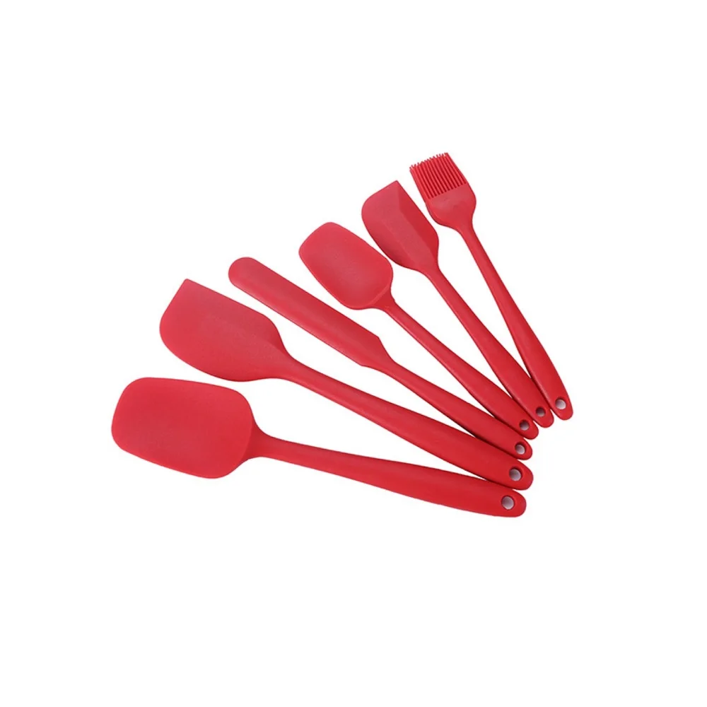 

Custom LOGO Heat Resistant Rubber Icing Tool Kitchen Cook Wok BBQ Grill Baking Pizza Cake 6pcs Utensil Silicone Spatula Set