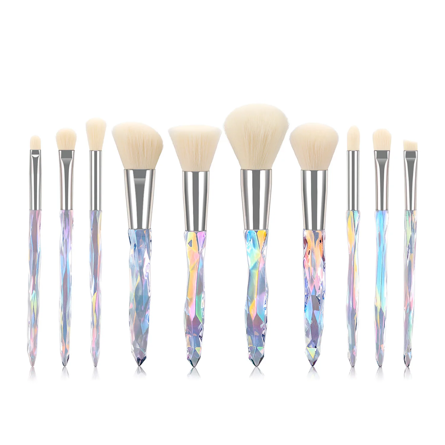 

2021 Private Label 10 Pcs professional Pink Blue high quality makeup brush cosmetic Glitter crystal Makeup Brush set luxury, Customized color