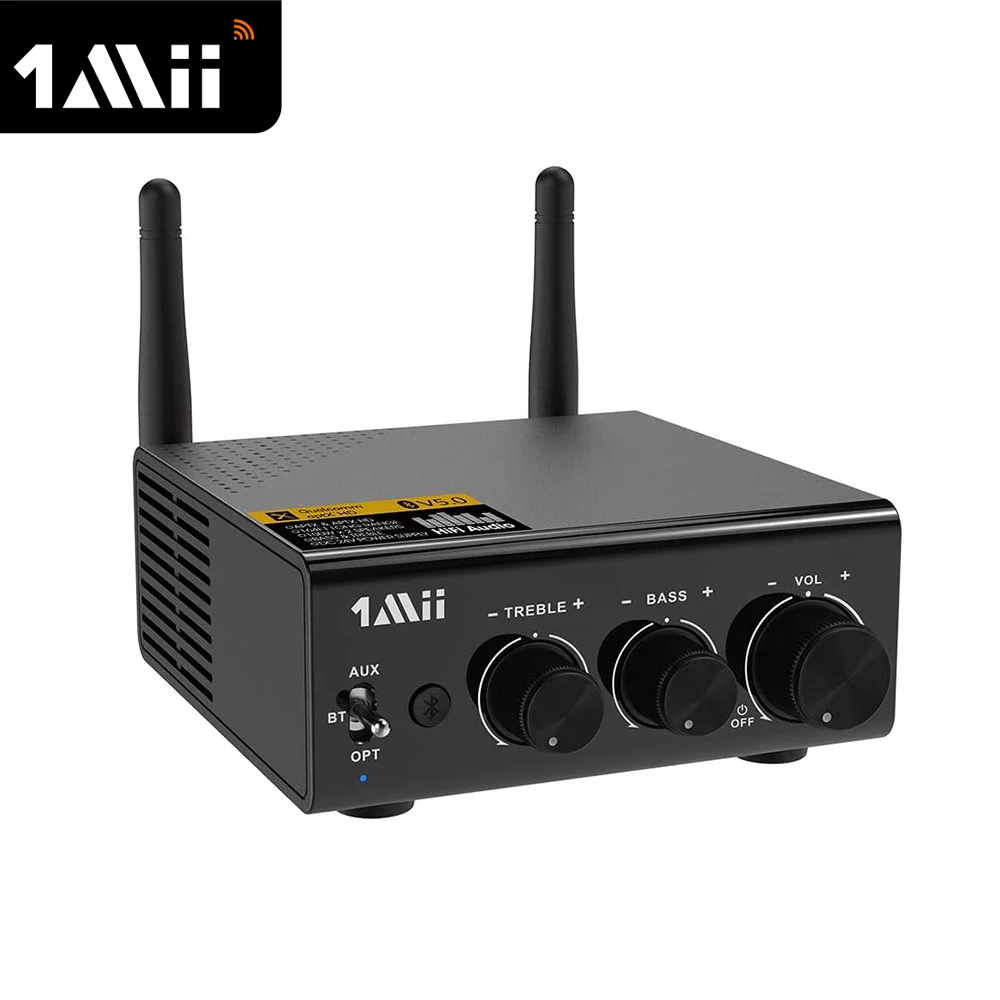 

1Mii Blue tooth 5.0 Stereo Audio Amplifier Receiver, 2.1 Channel Hi-Fi Digital Amplifier aptX HD for Home Speaker 100W x 2rs