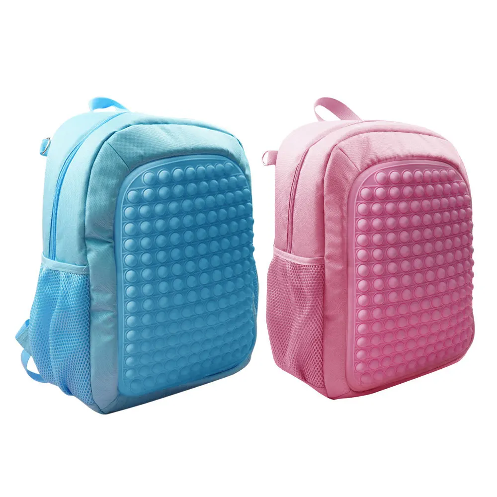 

2022 OEM New Popular Trending Rainbow Color Pop Out Fidget Bubble Stress Relieve Boys School Backpack Bag For Kids, Picture