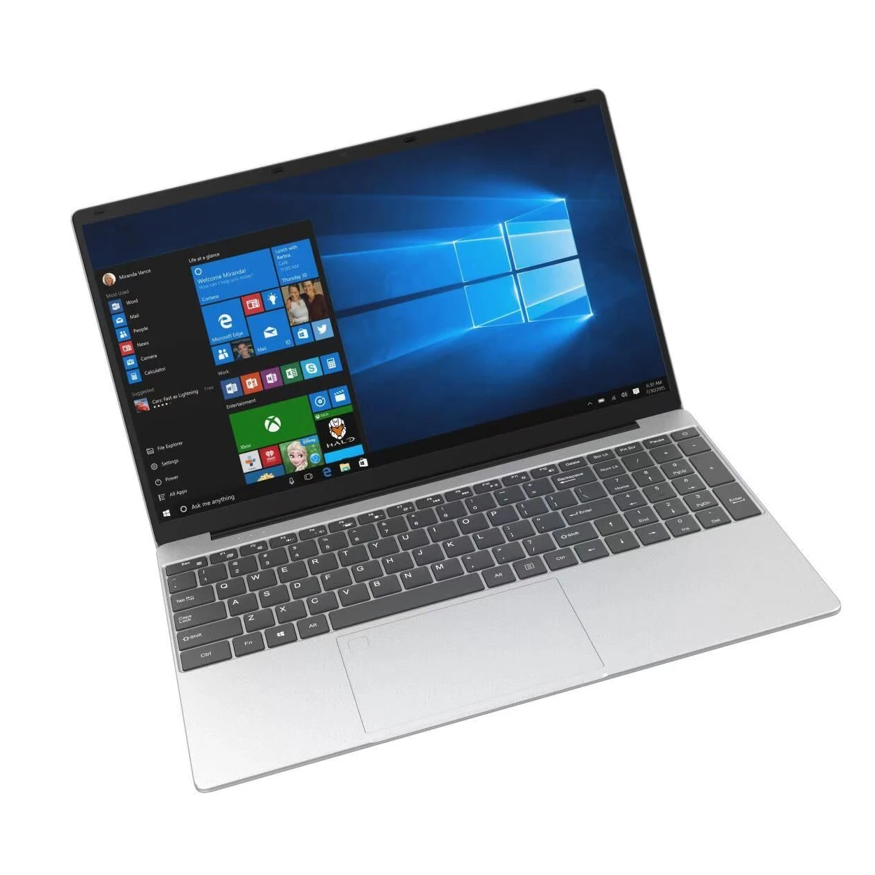 

15.6 inch light laptop computer with J4105 quad core DDR4 12GB Ram 1TB SSD and fingerprint unlock silver laptop computer