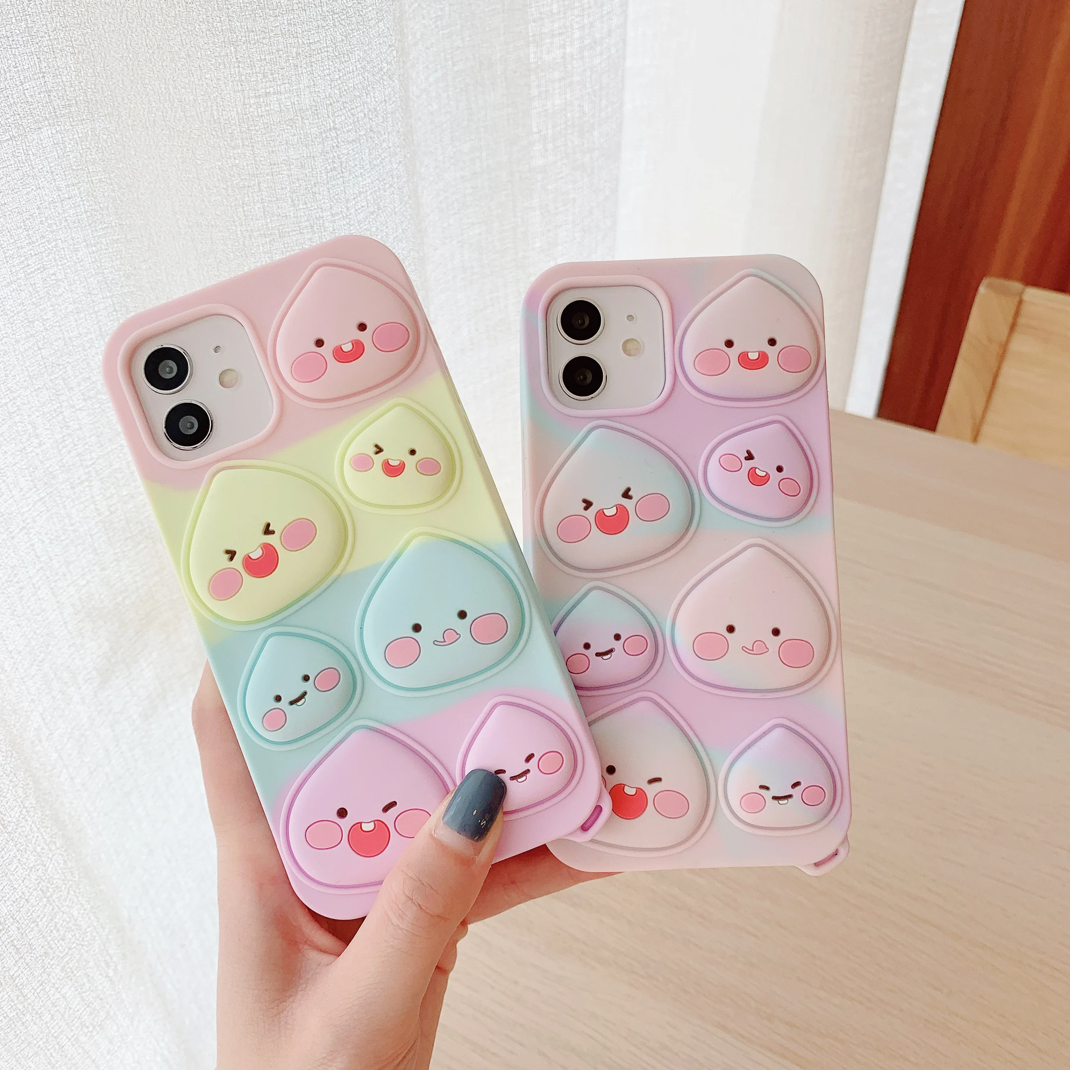 

New arrival Japanese for Kobito Design Lovely Fart Peach Cute Mobile Phone Case Cover for iPhone 11 11pro max 12 xr x 7 8 plus, Multiple colors