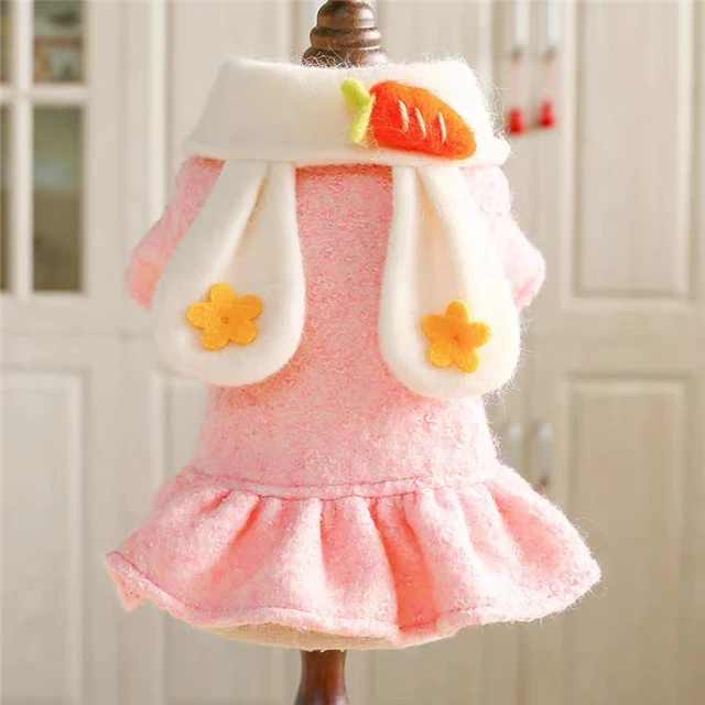

New Designers Warm Padded Pet Clothes Cute Bunny Dress Pet Cloth, As show