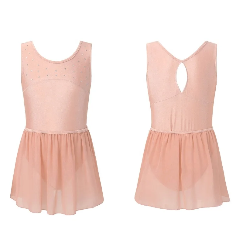 

2pcs Kids Girls Wide Shoulder Straps Sleeveless Faux Diamond Ballet Leotard Bodysuit