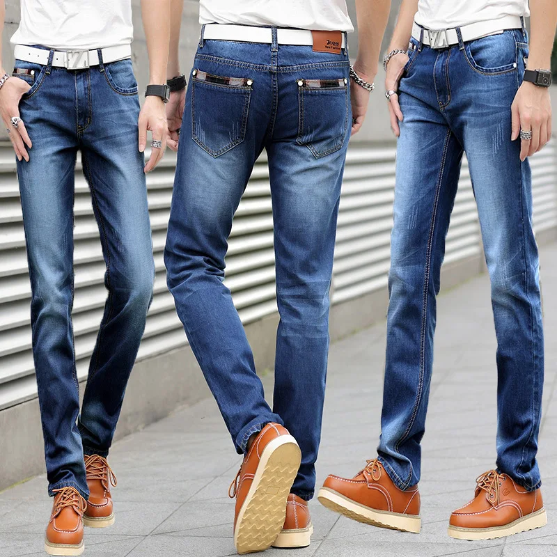 

High quality stretch men's denim trousers casual business straight pants wholesale, Mixed colors