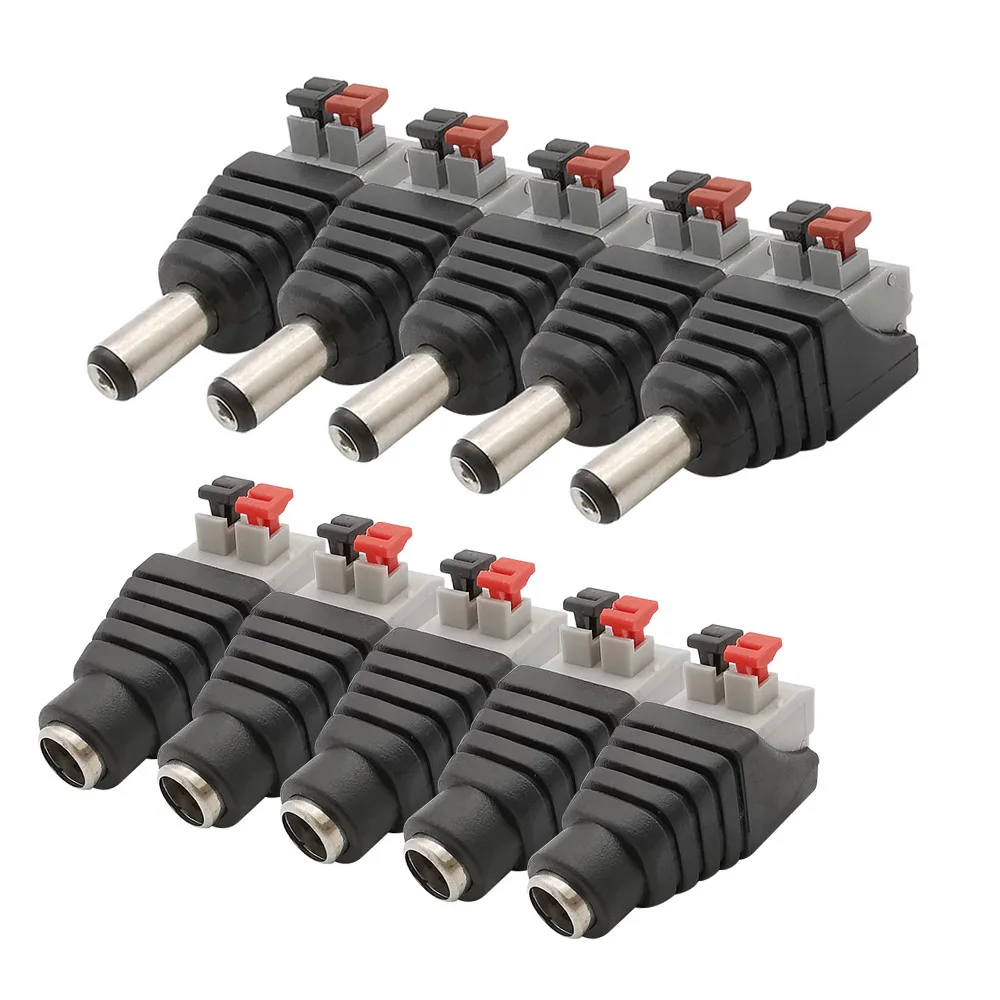 

5.5x2.1mm DC Male Female Wire Connector No Screws DC Power Plug Jack Adapter for 3528/5050 LED Strip CCTV Camera
