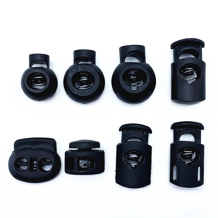 

ROHS Approved Black Plastic Spring Stoppers Barrel Toggles Elastic Cord Lock, Customized