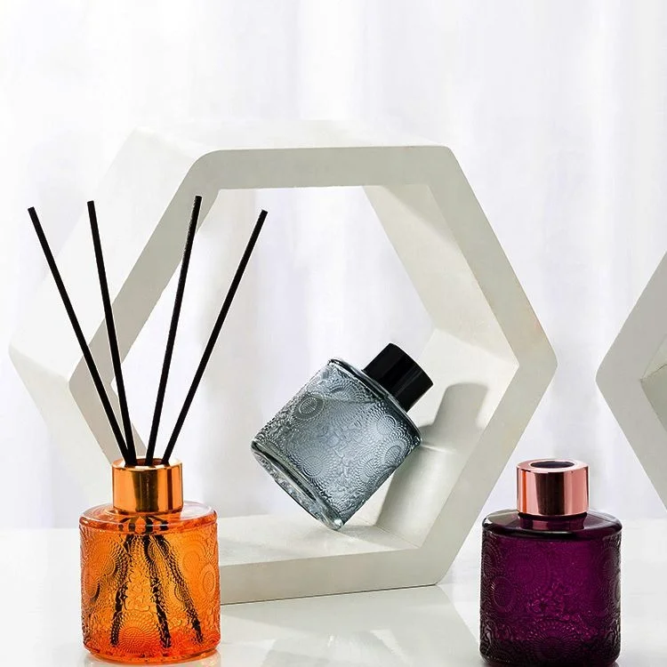 

Embossed sun pattern perfume water glass bottle smoked perfume fragrance decorative bottle perfume bottle