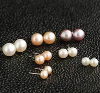 

Factory Wholesale High Luster Button Real Freshwater Natural Pearl Stud Earrings With Low Price