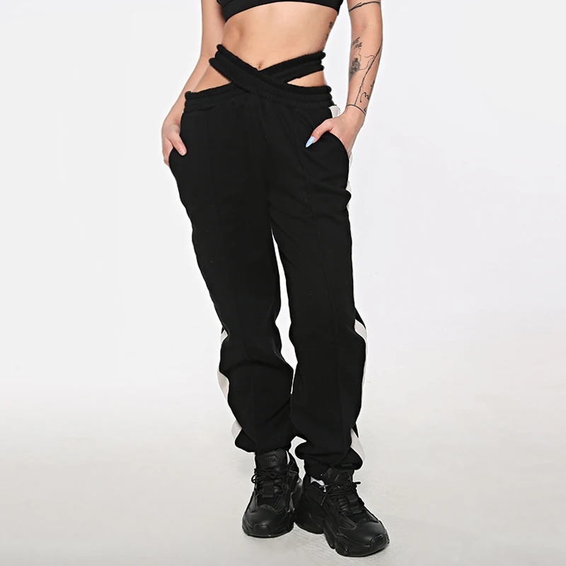 

2021 Women Fashionable Streetwear Pants Cotton Loose Black Jogging Cargo Sexy Sweat Pants For Women, Customized color
