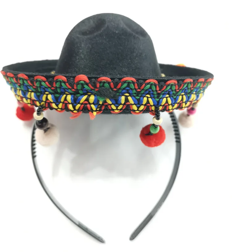 

Fuzz Lace Mexican Themed Party Hat Mini Sombrero Halloween Hat For Adults And Pets Headwear Clasp Design Dog Costumes Hat, Picture shows, accept customized