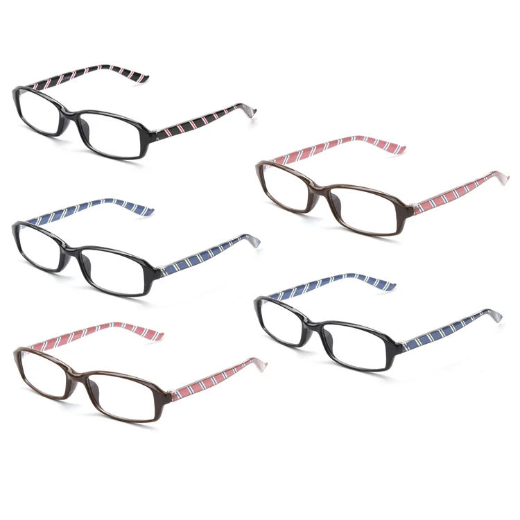 

Free Shipping Ready Stock Designer Men Women Diagonal Stripe Pattern Brown Rectangle 5 Pack Reading Glasses