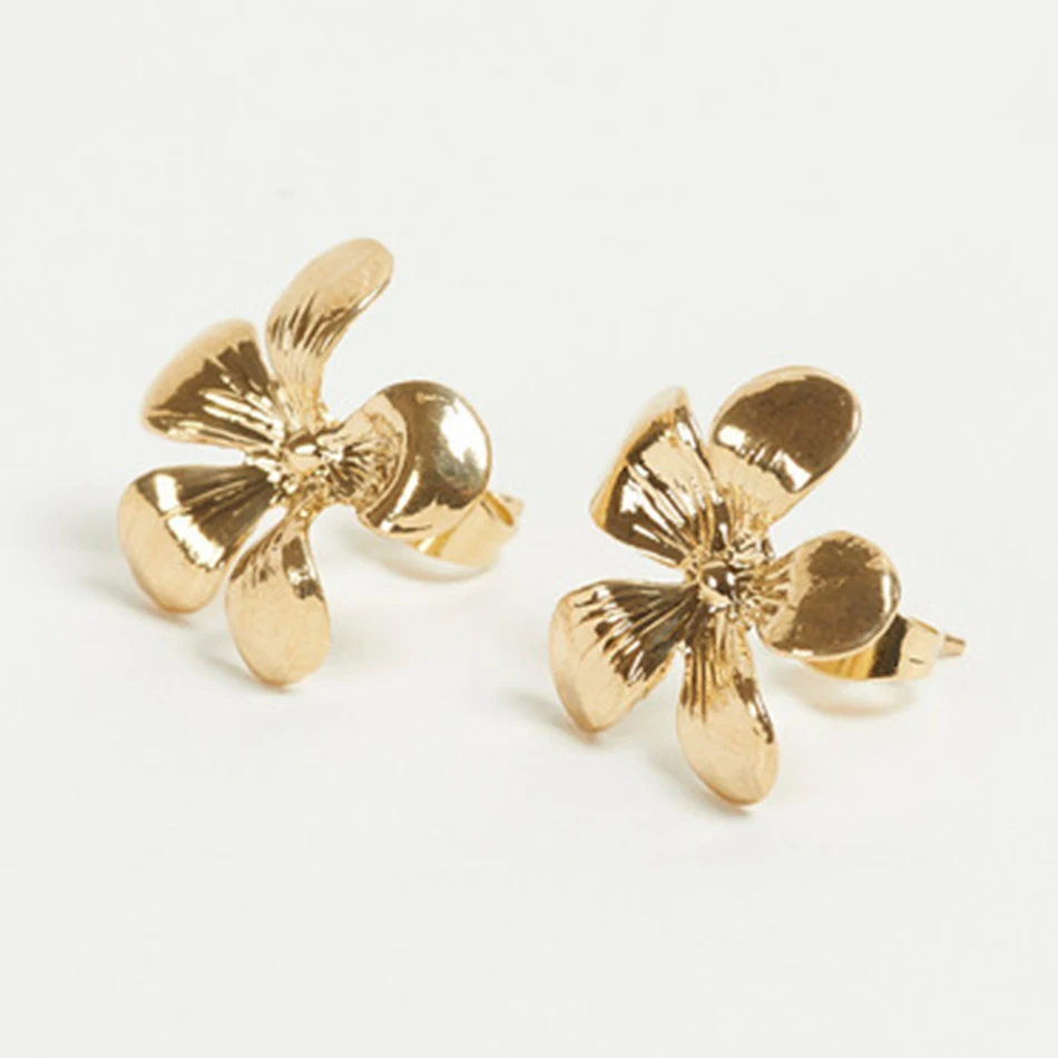 

925 Sterling Silver 18k Gold Plated Flower Stud earrings for Women Earrings Jewelry