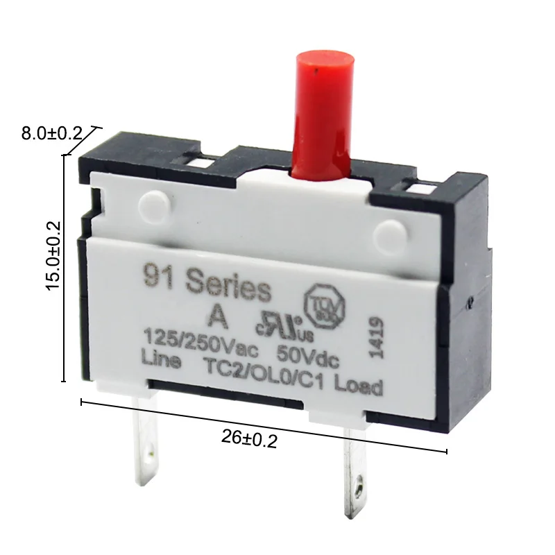 Free Sample Kuoyuh 91 Series Circuit Breaker 1.25a Manual Reset Thermal