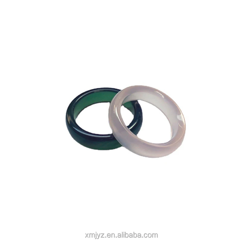 

White Agate Ring Red Green And Black Chalcedony Round Ring 11 Yuan Pattern Stall Running Jiangyuan Jade Source Ring