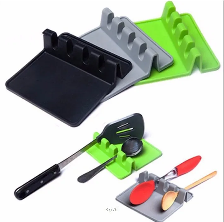 

Silicone Kitchen Spatula Utensil Rest Holder Silicone Spoon Rest, Customized color