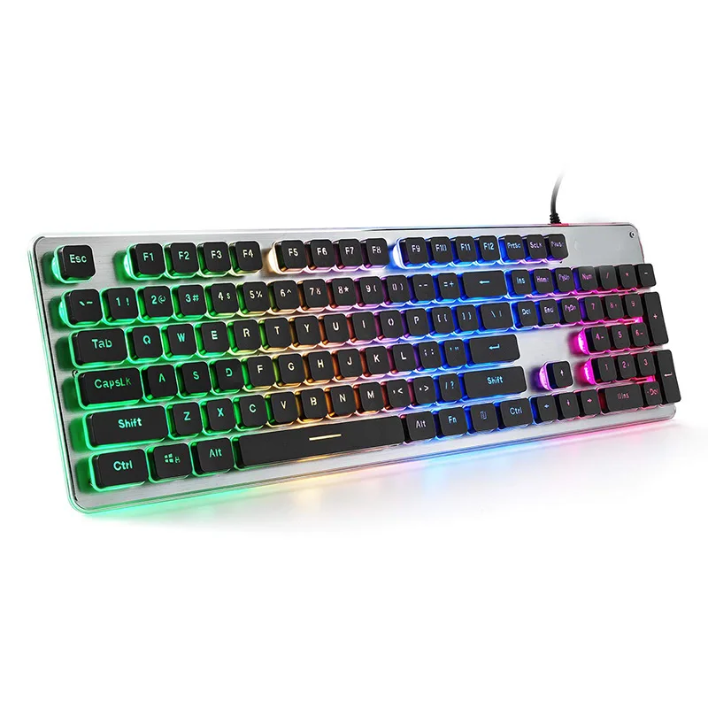 

Membrane Gaming Keyboard,Colorful LED Backlit Quiet Keyboard,All-Metal Panel USB Wired keyboard