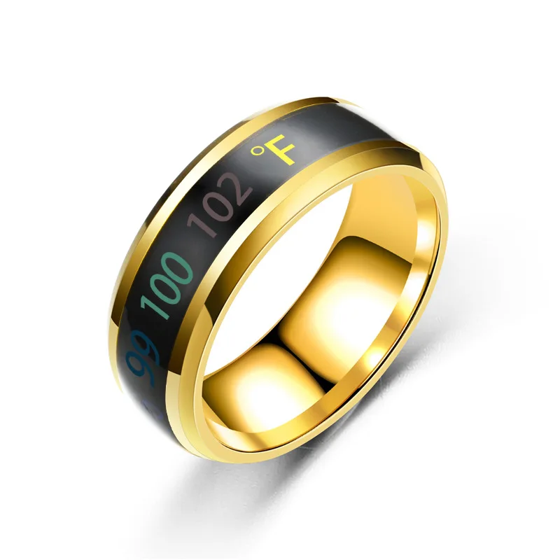 

Hot Selling Stainless Steel Men And Women Couple Gifts Emotional Temperature Mood Ring, Multicolor