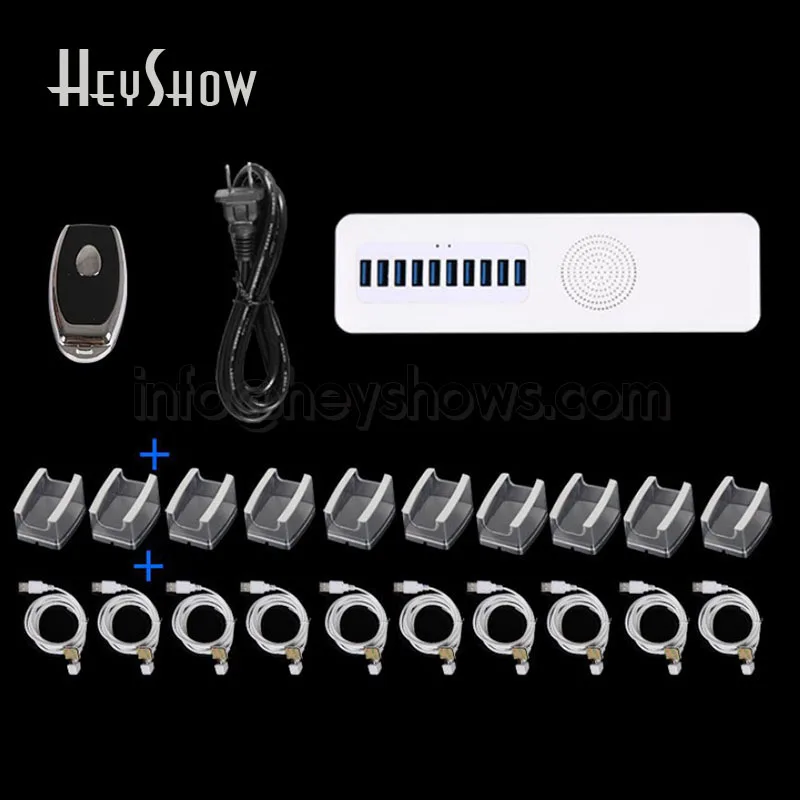 

Multiple Ports Mobile Phone Security Stand Display Cellphone Alarm System Anti Theft For Shop With Acrylic Holder Security cable