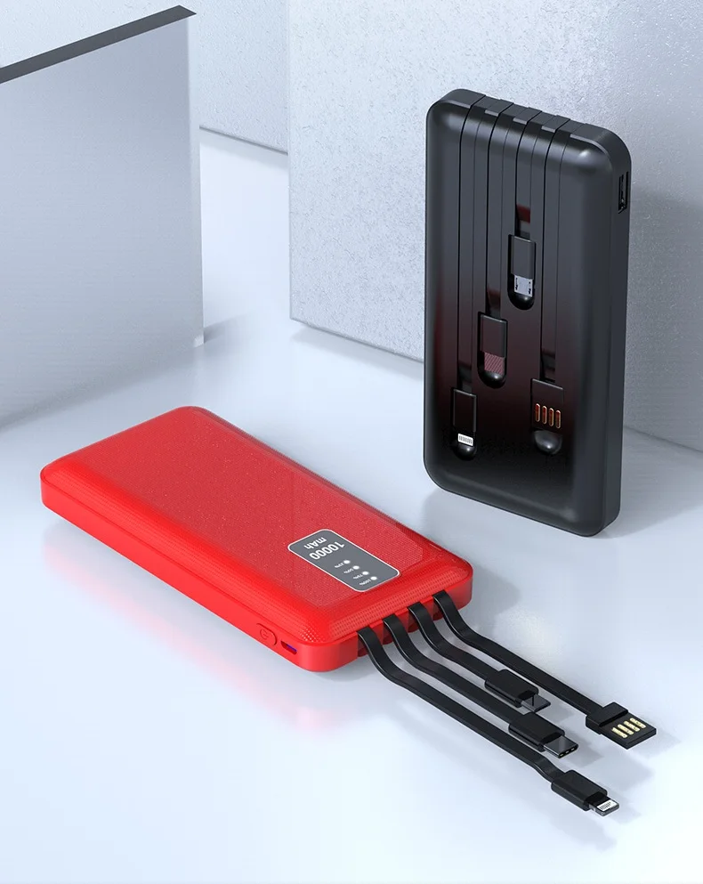 Best Power Bank 10000mah 4 Built In Cables For Iphone/type C/micro/usb