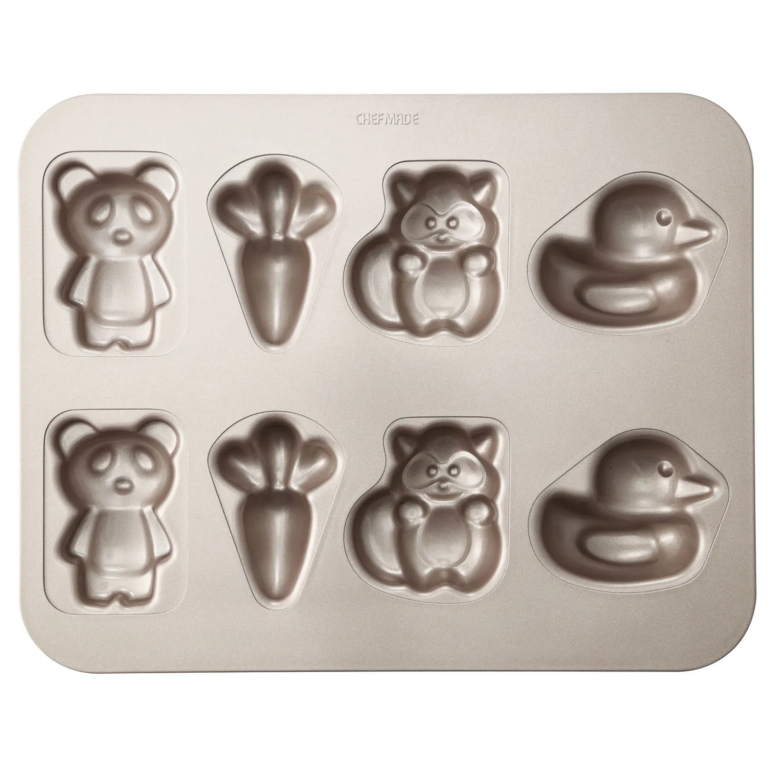 

Attractive Cute Children 8 Cup Non-stick Four Shapes Cake Baking Pan, Champagne gold