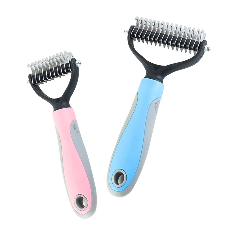 

Pet Brush Fur Knot Cutter Dog Grooming Shedding Tools Pet Cat Hair Removal Comb Dog Brush Double Sided Pet Comb Dog Supplies