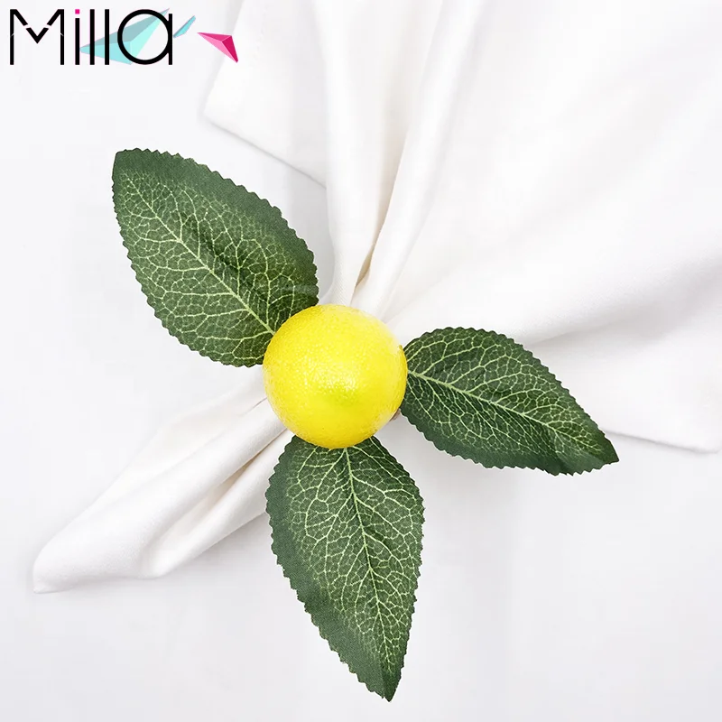 

Decorative Fruit Plant Lemon Jute Rope Napkin Rings, As picture shown