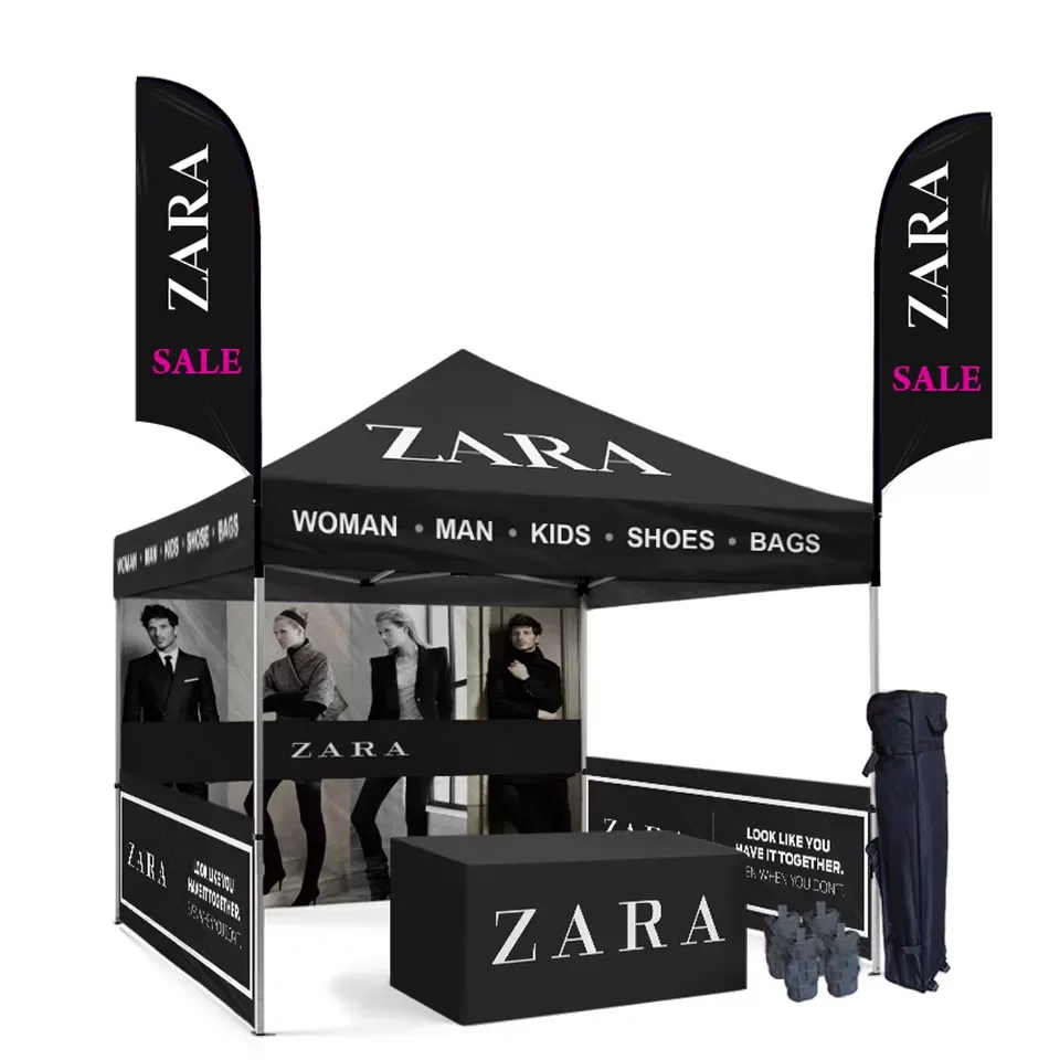 Custom 10X10 Aluminum Canopy Tent for Indoor Events Dye Sublimation Transfer Printing Pop Trade Show Display Outdoor Advertising