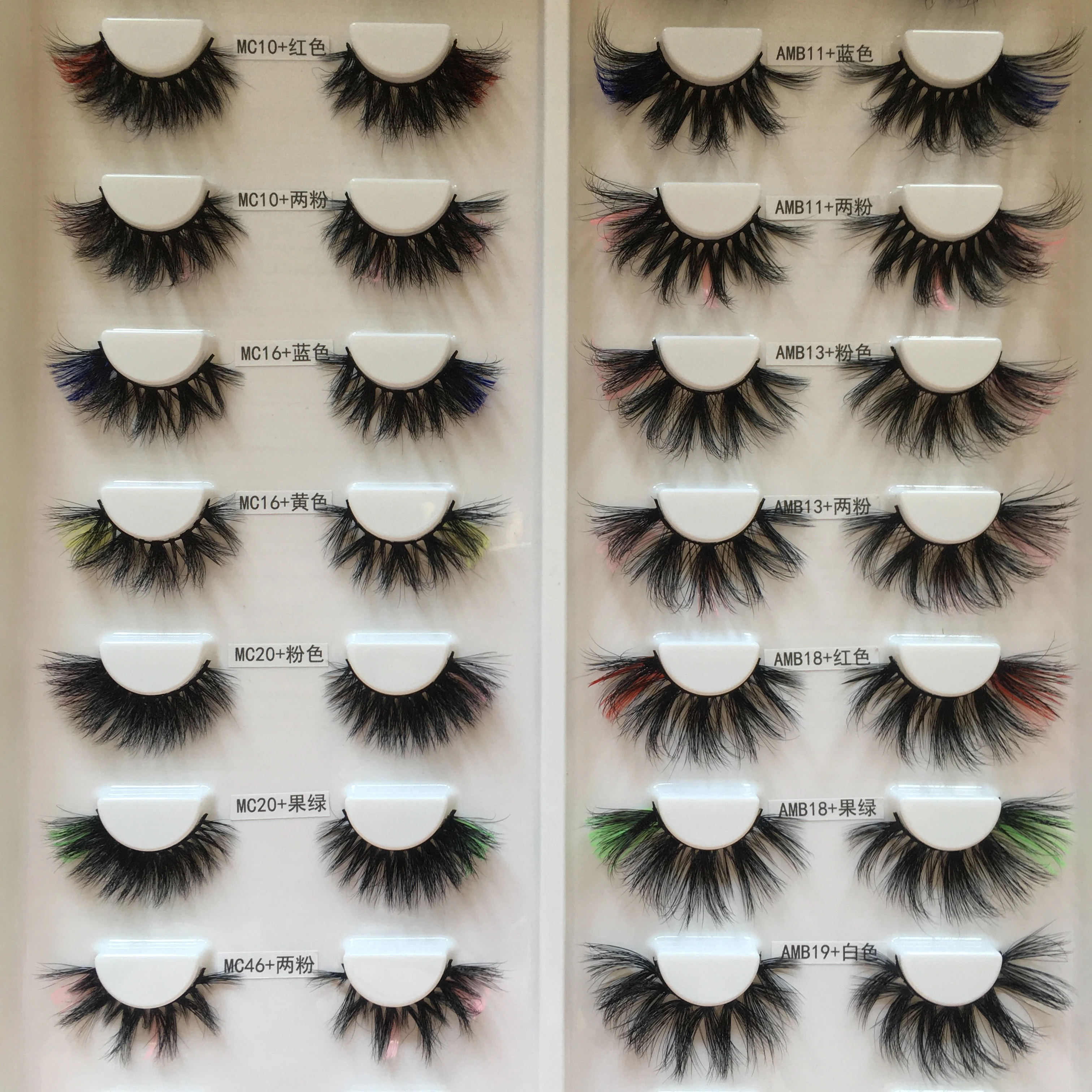 

Wholesale colored Eyelash Extension Real Mink Eye Lashes Private Label Packaging Box 3D Mink Eyelashes full strip lashes, Two-toned