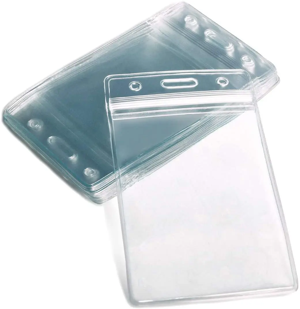 

Rigid Vertical ID Badge Holders Sealable Waterproof Clear Soft Plastic Holder For Credit card