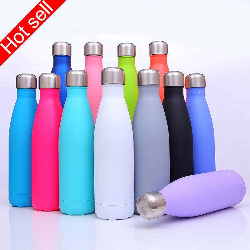 

Custom private label OEM 500ml Water Double Wall Bottle Stainless Steel Cola Shaped Thermos Metal Reusable Sports Bottles, Customized color