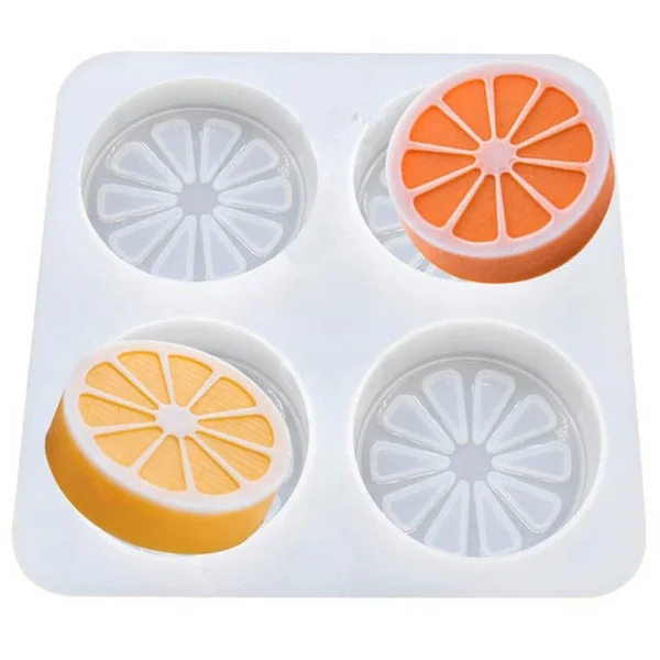 

Orange Lemon Silicone Cake Mold 4 Cavity Round Soap Making Aromatherapy Soap Molds