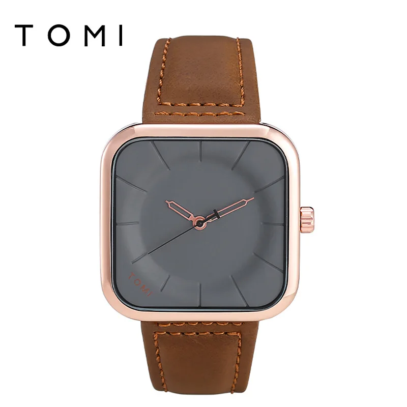 

TOMI T093 Fashion Square Watches Men Sports Watches Creative Turntable Leather Band Quartz Wristwatches Male Watch Reloj Hombre