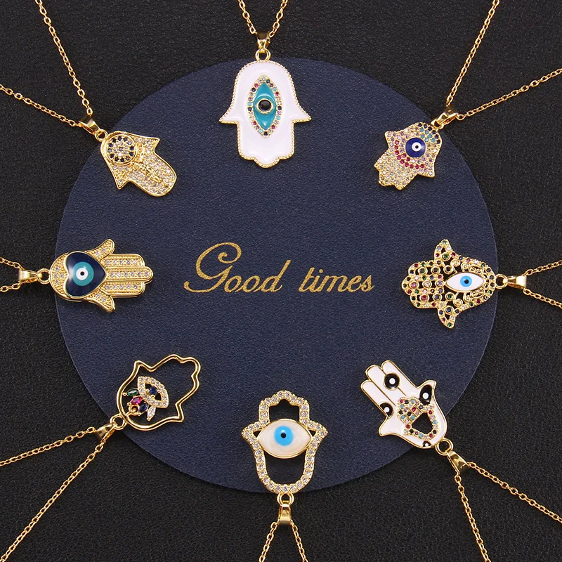 

New Arrival Turkish Blue Eyes Necklace Gold Oil Drop Evil Eye Pendant for Women