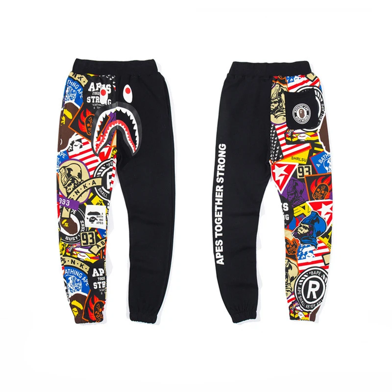 

Factory Price 2020 Multicolor Camo Shark Bape Mens Suit And Pants Low Price Pants Cheap Pant Suits, Black