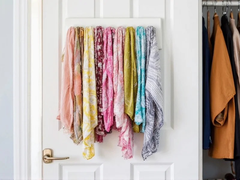 Magnetic organizer for scarves on closet door
