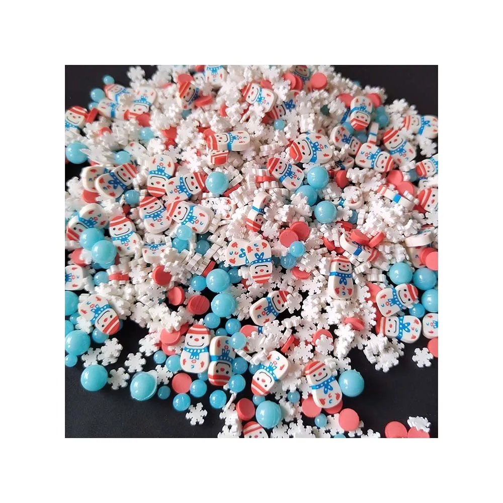 500g Christmas Slices Mixed Pearls Gingerbread Man Snow Man Polymer Hot Clay Sprinkles for Crafts DIY Slime Filling Accessories