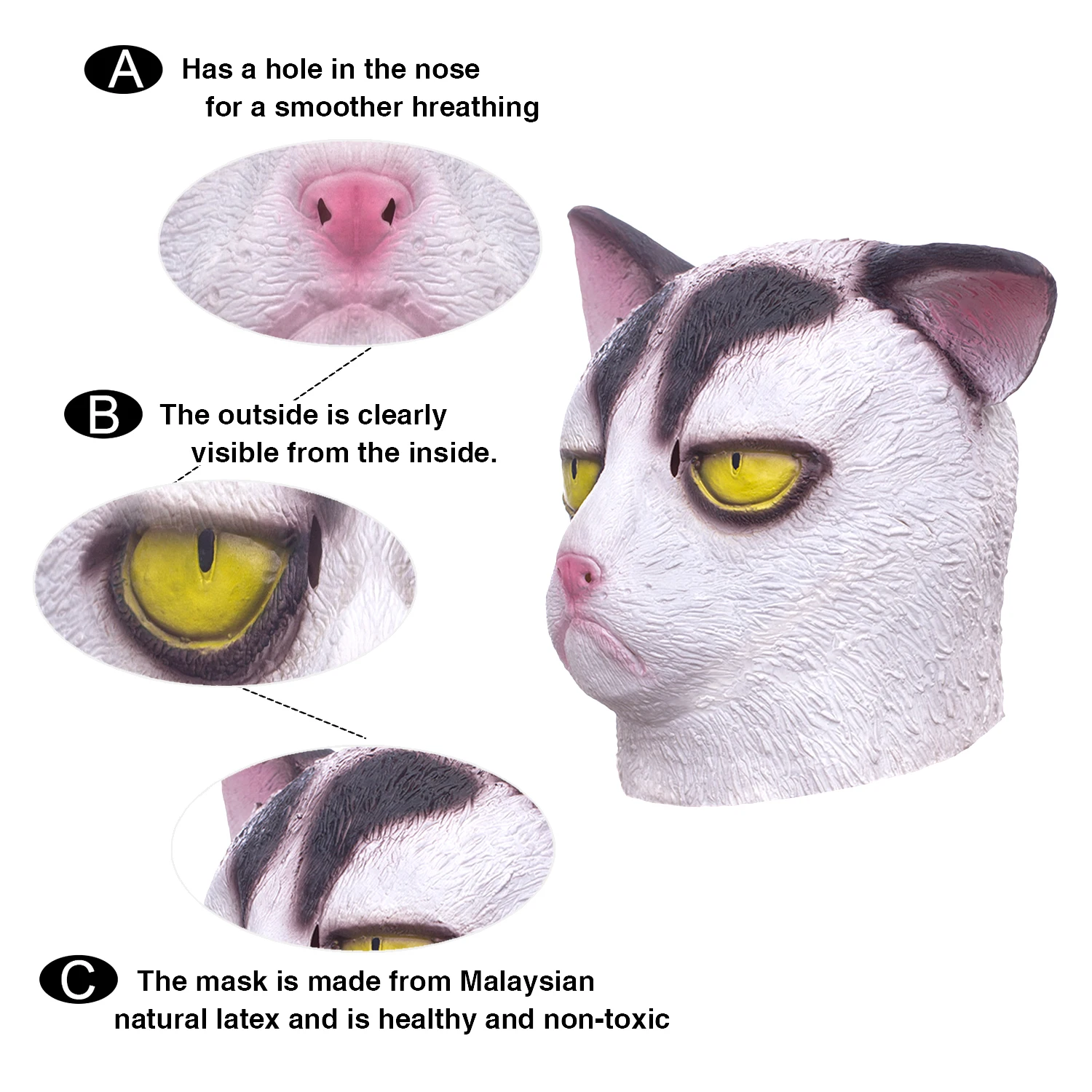 Molezu Halloween Full Head Latex Cat Mask Unhappy Animal Cosplay Prop  Christmas Party Masquerade Masks| Alibaba.com