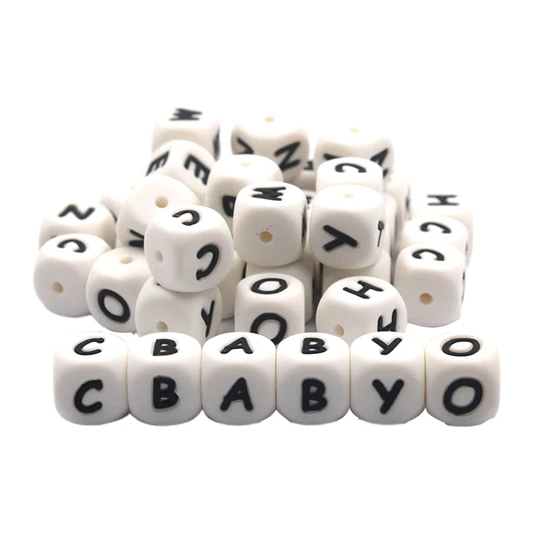 Hot Sale Food Grade Silicone Perle En Letters Bead For Baby Pacifier Chain Making Wholesale