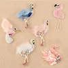 Sequined fur Flamingo Patch for Clothes Sewing on Rhinestone Beaded Applique for Jackets Jeans Bags Shoes Beading Applique R140